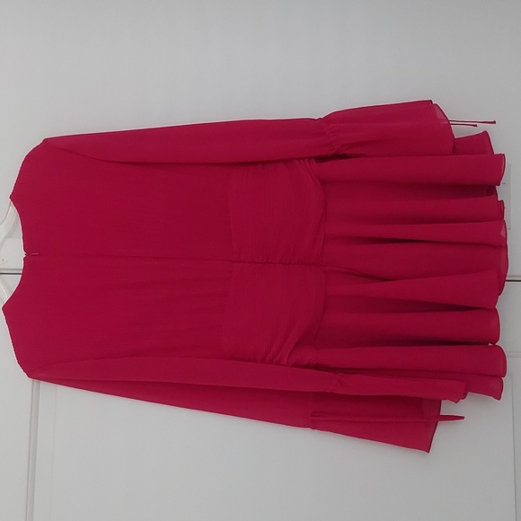 Mac Duggal Pleated Bell Sleeve Chiffon Mini Dress - Picture 5 of 8